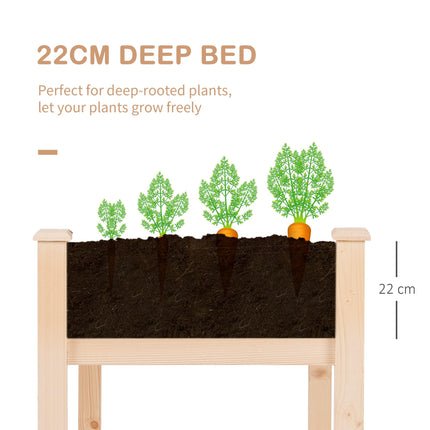 Rectangular Fir Wood Planter Box with Non-Woven Fabric Liner - Natural Wood