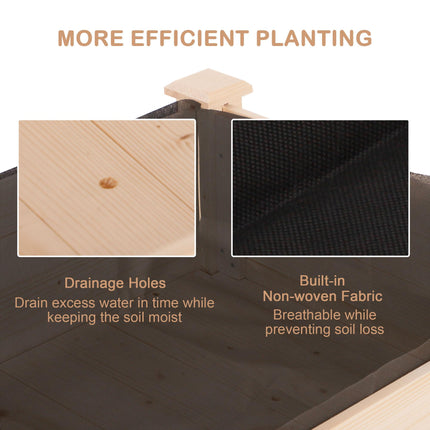 Rectangular Fir Wood Planter Box with Non-Woven Fabric Liner - Natural Wood