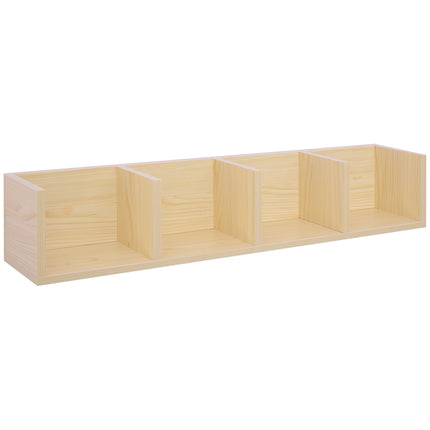 Wall Mount Media Storage Rack 84 CD 56 DVD Blu-ray 4-Cube Organizer Shelf - Natural Wood Colour