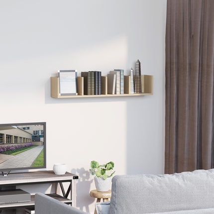 Wall Mount Media Storage Rack 84 CD 56 DVD Blu-ray 4-Cube Organizer Shelf - Natural Wood Colour