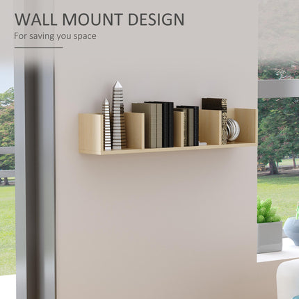 Wall Mount Media Storage Rack 84 CD 56 DVD Blu-ray 4-Cube Organizer Shelf - Natural Wood Colour