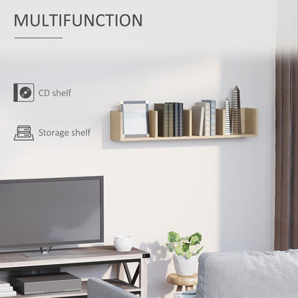 Wall Mount Media Storage Rack 84 CD 56 DVD Blu-ray 4-Cube Organizer Shelf - Natural Wood Colour