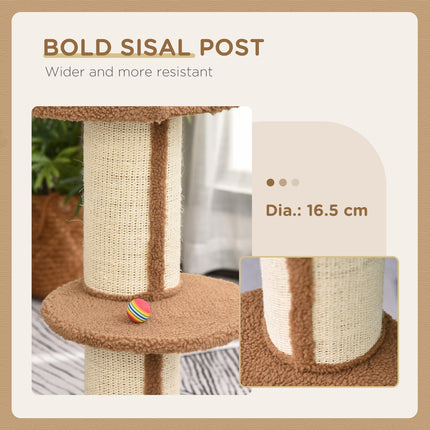 91cm Cat Tree Kitten Activity Center with Sisal Scratching Post and Lamb Cashmere Perch - Brown