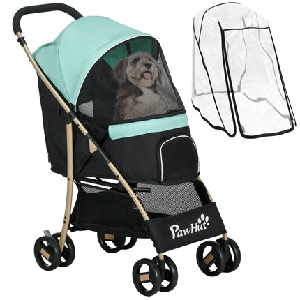 Oxfoad Small & Miniature Dog Pet Stroller with Rain Cover - Green