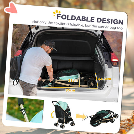 Oxfoad Small & Miniature Dog Pet Stroller with Rain Cover - Green