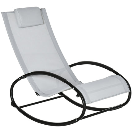 Outdoor Rocking Chair Recliner with Texteline Fabric and Pillow - Grey