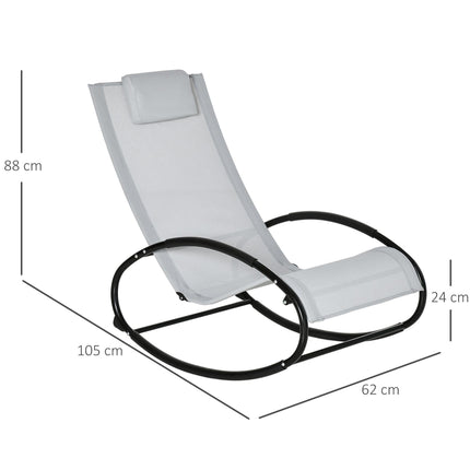 Outdoor Rocking Chair Recliner with Texteline Fabric and Pillow - Grey