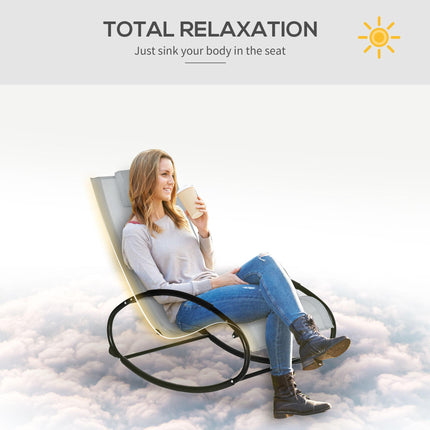 Outdoor Rocking Chair Recliner with Texteline Fabric and Pillow - Grey