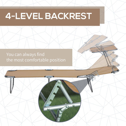 Adjustable Sun Lounger with Face Canopy - Brown
