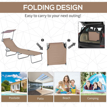 Adjustable Sun Lounger with Face Canopy - Brown