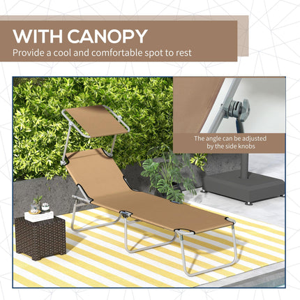 Adjustable Sun Lounger with Face Canopy - Brown