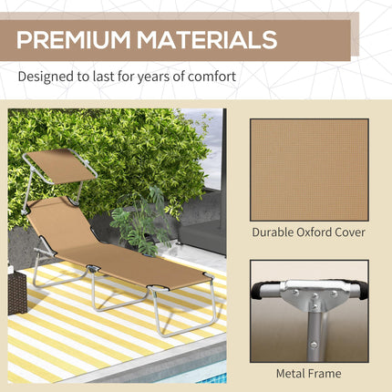 Adjustable Sun Lounger with Face Canopy - Brown