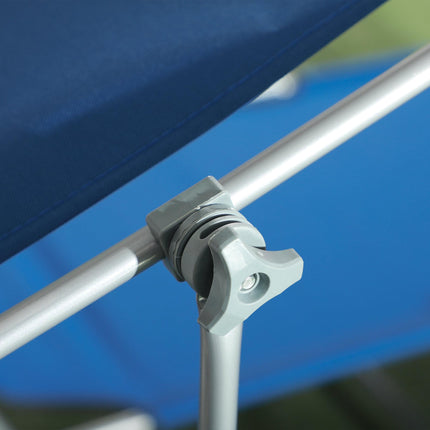 Outdoor Foldable Sun Lounger Set of 2 with 4-Level Adjustable Backrest & Sun Shade Awning - Blue