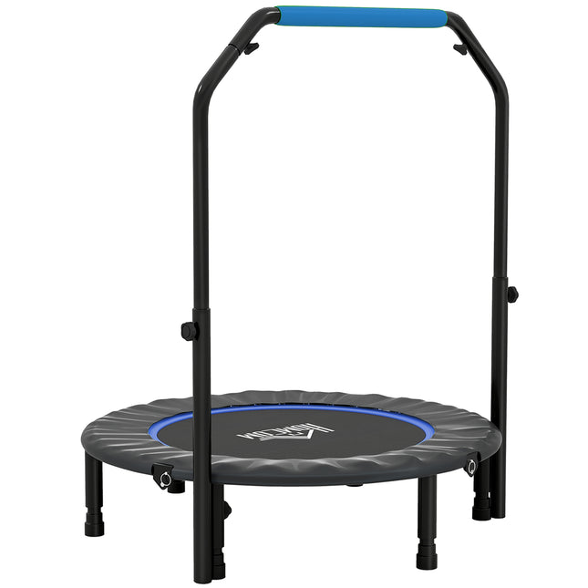 40" Foldable Mini Fitness Trampoline with Adjustable Foam Handle - Blue