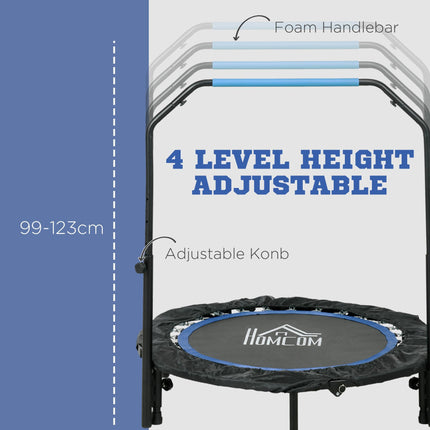 40" Foldable Mini Fitness Trampoline with Adjustable Foam Handle - Blue