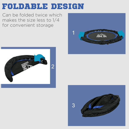 40" Foldable Mini Fitness Trampoline with Adjustable Foam Handle - Blue