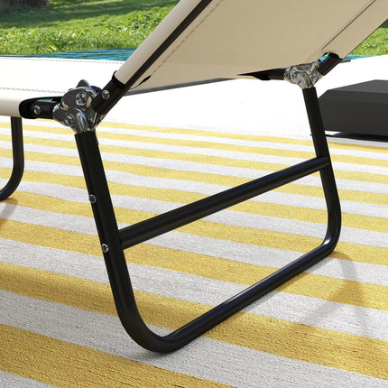 Garden Sun Lounger Set of 2 with Five-Position Backrest - Cream White