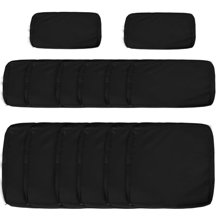 Garden Rattan Sofa Cushion Covers Replacement Set with Polyester Zip Covers - Black