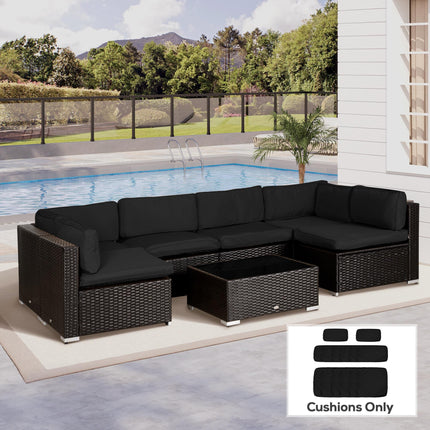 Garden Rattan Sofa Cushion Covers Replacement Set with Polyester Zip Covers - Black