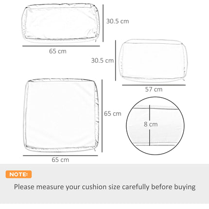 Garden Rattan Sofa Cushion Covers Replacement Set with Polyester Zip Covers - Black