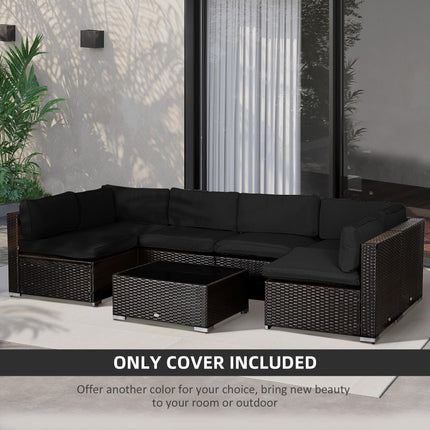 Garden Rattan Sofa Cushion Covers Replacement Set with Polyester Zip Covers - Black