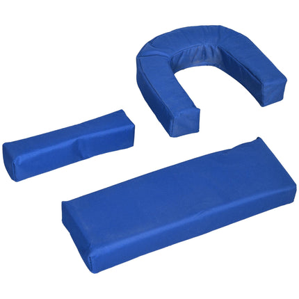 Outdoor Foldable Sun Lounger Set of 2 with 4-Level Adjustable Backrest, Pillow & Reading Hole - Blue