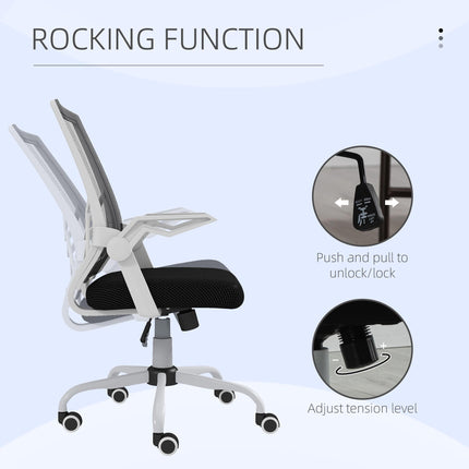 Mesh Office Chair with Flip-Up Armrests, Lumbar Support & Swivel Wheels - Black