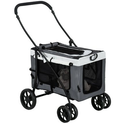 Foldable Dog Stroller with Detachable Carrier and Soft Padding for Mini Small Dogs - Grey
