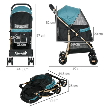Oxfoad Small Dog Pet Stroller with Rain Cover - Dark Green