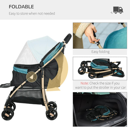 Oxfoad Small Dog Pet Stroller with Rain Cover - Dark Green