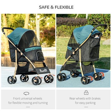 Oxfoad Small Dog Pet Stroller with Rain Cover - Dark Green