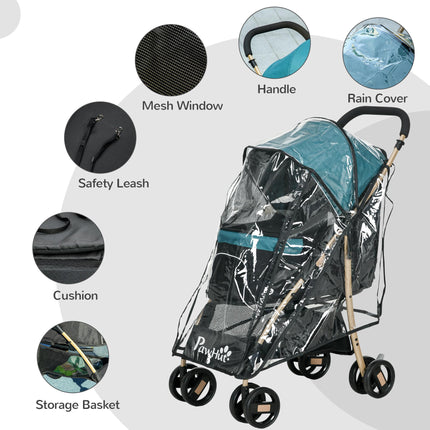Oxfoad Small Dog Pet Stroller with Rain Cover - Dark Green