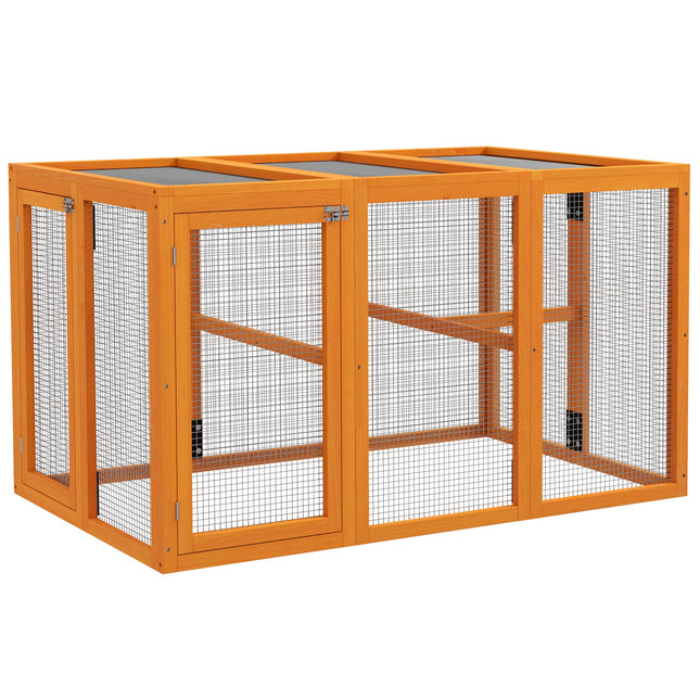 Wooden Chicken Coop for 1-3 Chickens with Combinable Design - Orange