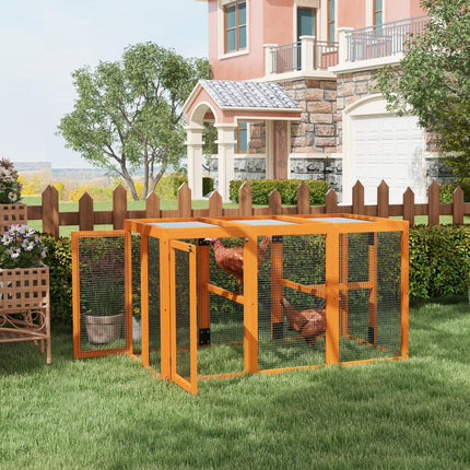 Wooden Chicken Coop for 1-3 Chickens with Combinable Design - Orange
