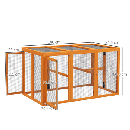 Wooden Chicken Coop for 1-3 Chickens with Combinable Design - Orange