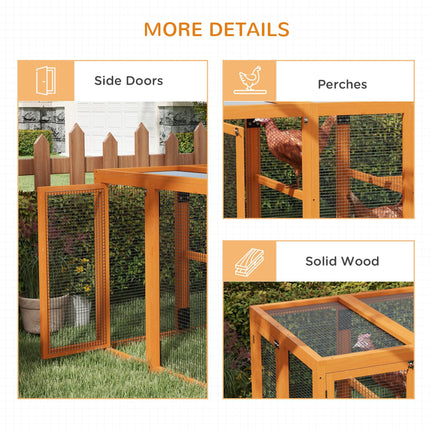 Wooden Chicken Coop for 1-3 Chickens with Combinable Design - Orange