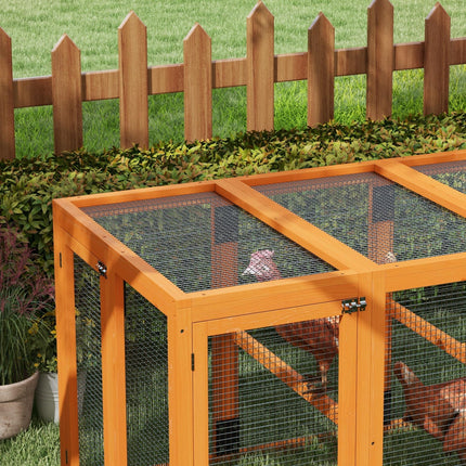 Wooden Chicken Coop for 1-3 Chickens with Combinable Design - Orange