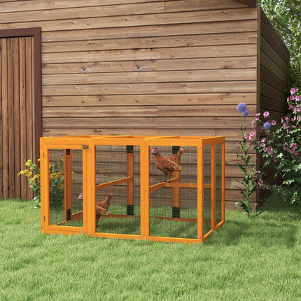 Wooden Chicken Coop for 1-3 Chickens with Combinable Design - Orange