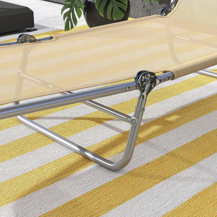 Set of 2 Steel Frame Reclining Sun Loungers with Pillows - Brown