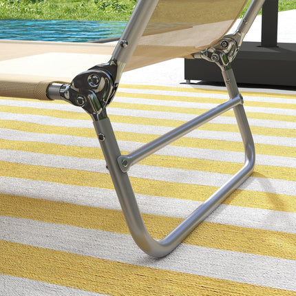 Set of 2 Steel Frame Reclining Sun Loungers with Pillows - Brown