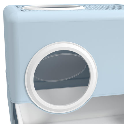 Enclosed Cat Litter Box with Front Entry, Top Exit, Drawer Tray & Scoop 52x41x38.5cm - Blue