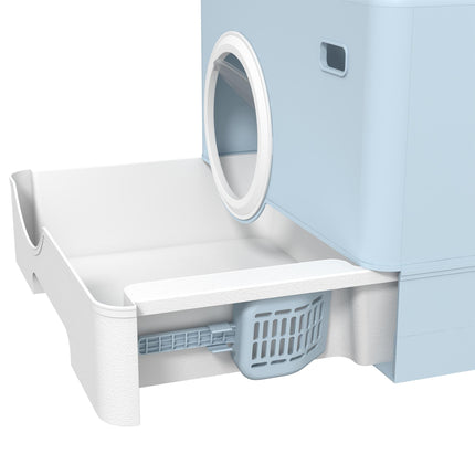 Enclosed Cat Litter Box with Front Entry, Top Exit, Drawer Tray & Scoop 52x41x38.5cm - Blue