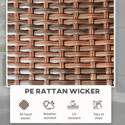 Foldable Outdoor Coffee Table with PE Rattan Top - Mixed Brown