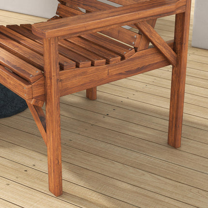 Wooden Garden Love Seat with Coffee Table and Umbrella Hole - Tan Brown