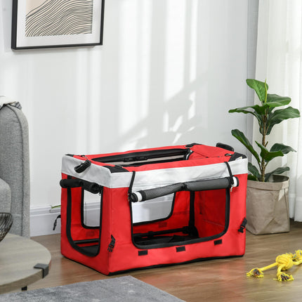 Foldable Dog Stroller with Detachable Carrier for Mini & Small Dogs - Red