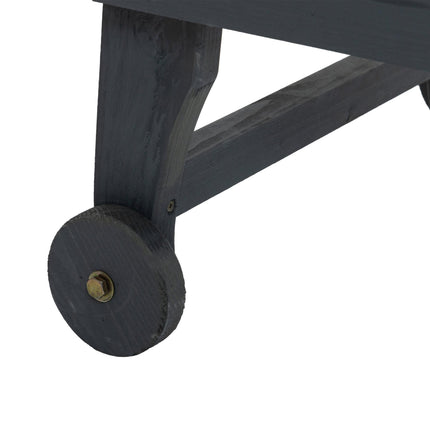 Garden Patio Wooden Sun Lounger with Built-In Table, Reclining Backrest & Wheels - Grey
