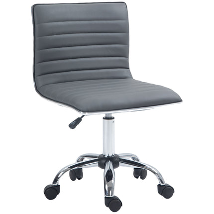 Adjustable Armless Mid-Back Swivel Office Chair with PU Leather and Chrome Base - Dark Grey