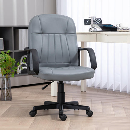 Swivel Executive PU Leather Office Desk Chair with 360° Swivel - Grey