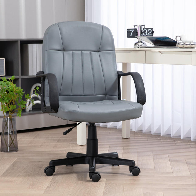 Swivel Executive PU Leather Office Desk Chair with 360° Swivel - Grey