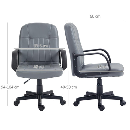Swivel Executive PU Leather Office Desk Chair with 360° Swivel - Grey